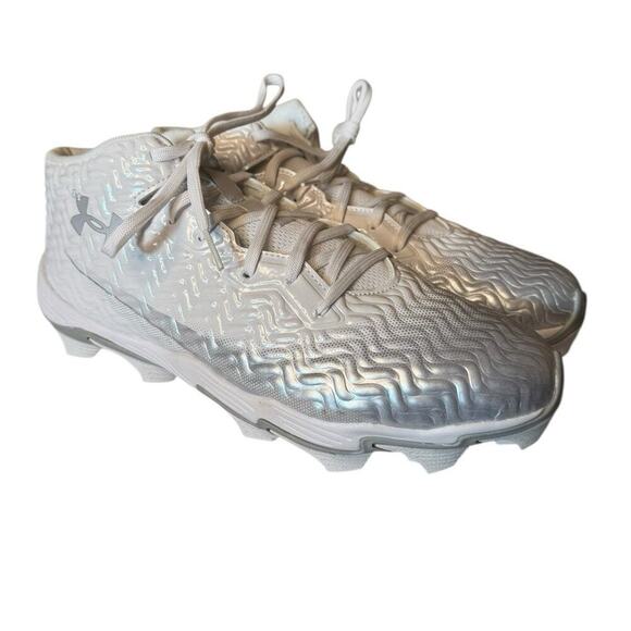 Under Armour NEW Mens Football Cleats Shoes Spotlight Hammer 8.5 White Gray - Picture 1 of 6